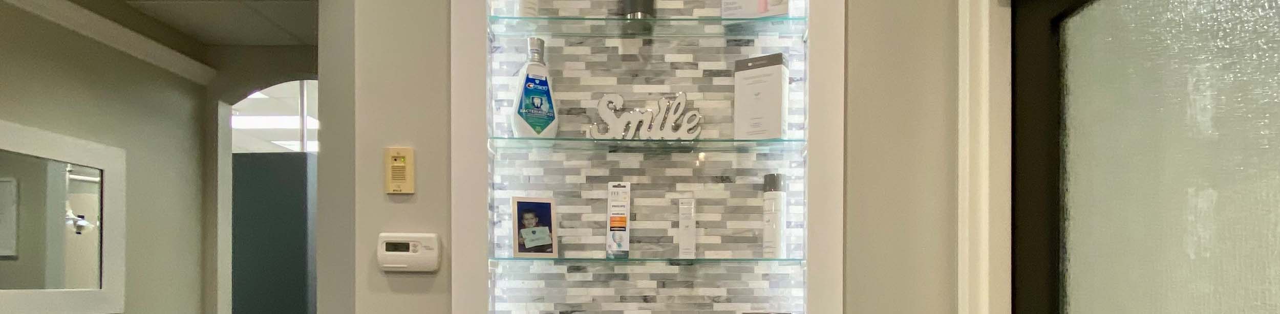 'Smile' on bookshelf